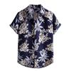 Summer Men's Fashion Trend Short-Sleeved Beach Print Single-Breasted Lapel Shirt