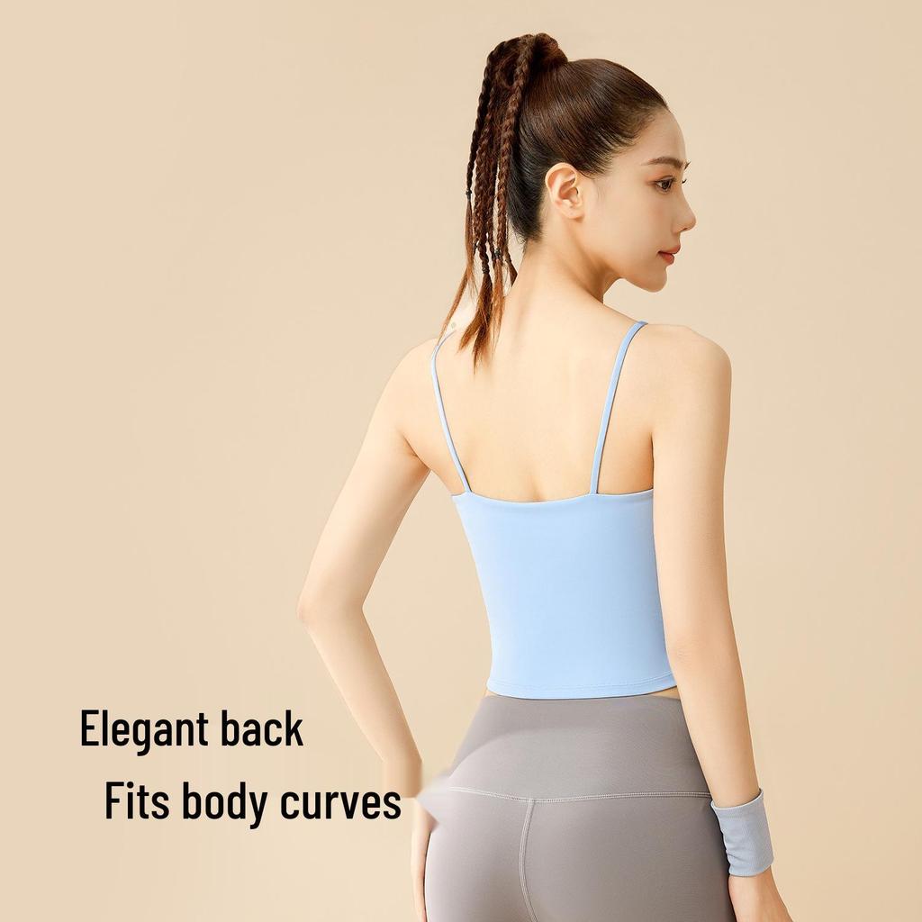 Women's High-Impact Shockproof Strappy Sports Bra - Anti-Sag, Backless Design with Chest Pads for Summer Fitness & Yoga.