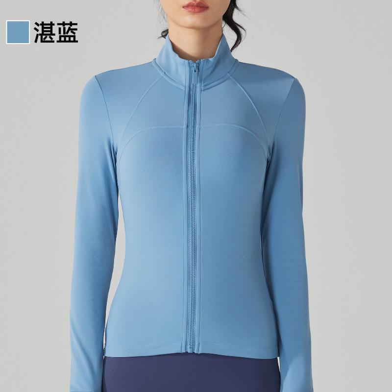 Autumn and Winter Velvet Sportswear Long-sleeved Warm Yoga Jacket Zipper Shirt Stand-up Collar Nude Fitness Running Top Women