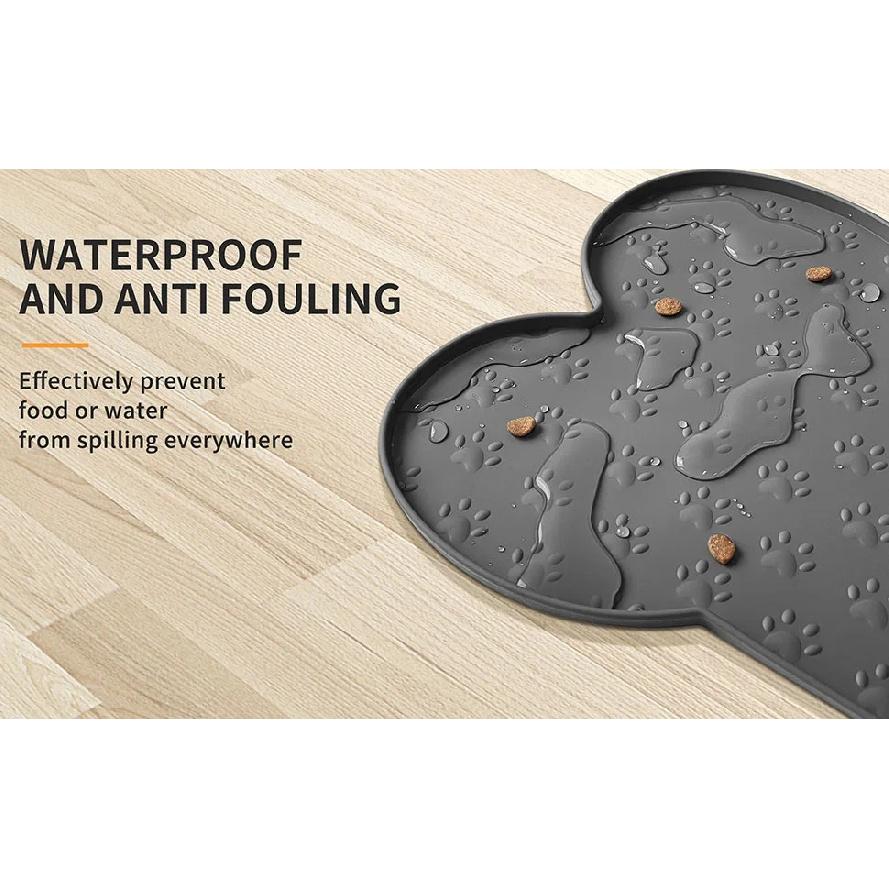Dog Food Mat Anti-Slip Silicone Thicker Pet Placemat Waterproof Feeder Pad with Raised Edge Puppy Feeding Mats