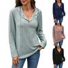 Women's V Neck Eyelet Blouse Long Sleeve Lapel Collar Hollow Out Button Casual Loose Solid Color Top