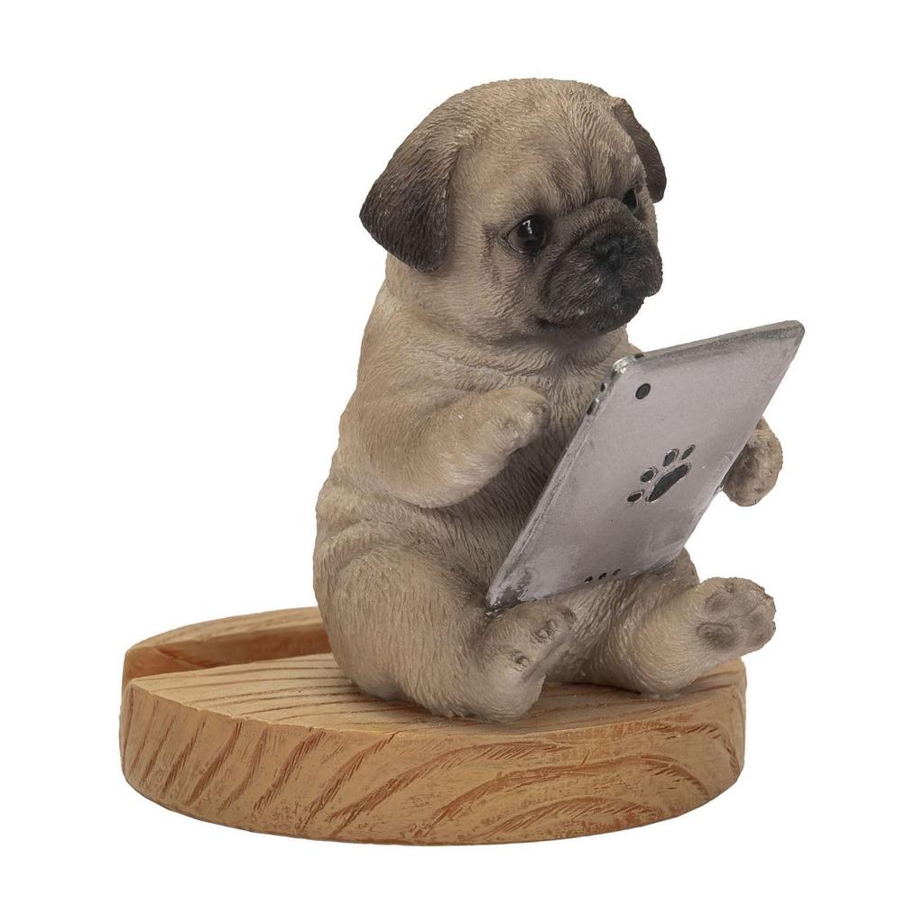 Ubia Pug Smartphone x x Doll Animal Garden Tablet-Viewing Stand, 8.5 7.5 8.5 cm, Figurine, Ornament, Decor, Dog, H22331-1