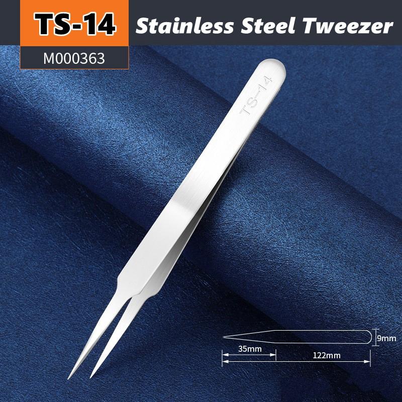TS10-15 Anti-Static Stainless Steel Tweezers Precision Maintenance Pro Industrial Repair Curved Hand Tool Electronic Tweezers