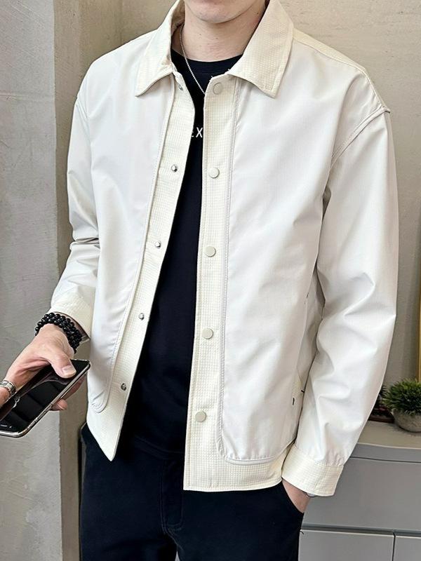 2025 Men's Casual Street Style Jacket - Trendy Lapel, High-End Workwear for Spring & Autumn