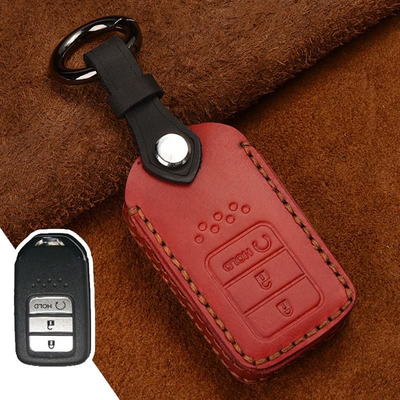 Leather Smart Remote Car Key Case Cover For Honda Vezel City Civic Jazz Brv Br-V Hrv Key Case 2Btn Car Accessories