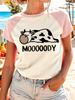 Kawaii Cow Soft T-shirts Women Girl 90s T Shirt Short Sleeve T Shirts 90S Cute Sweet Women's Clothing Top Tee Summer