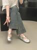 Summer With New Skirt French Soft Sole Adhesive Tape Gentle Flat Bottom Shallow Mouth Evening Breeze Mary Jane Shoes Single Shoes Women