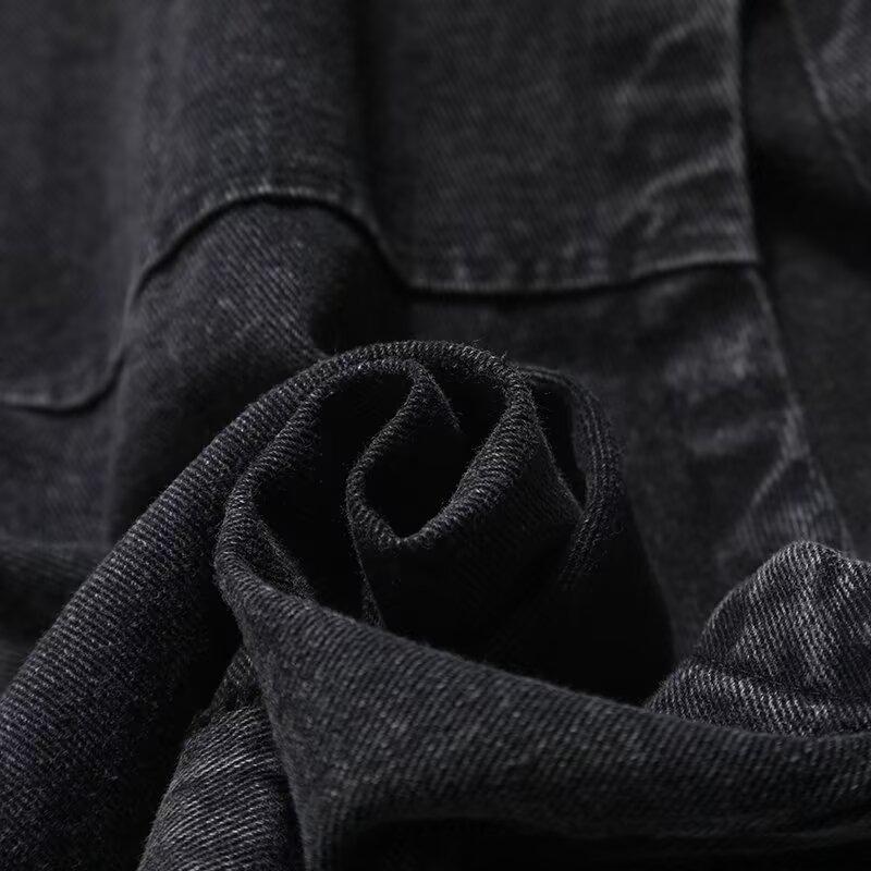 2024 Autumn Women's European & American Style Denim Printed Loose Vest