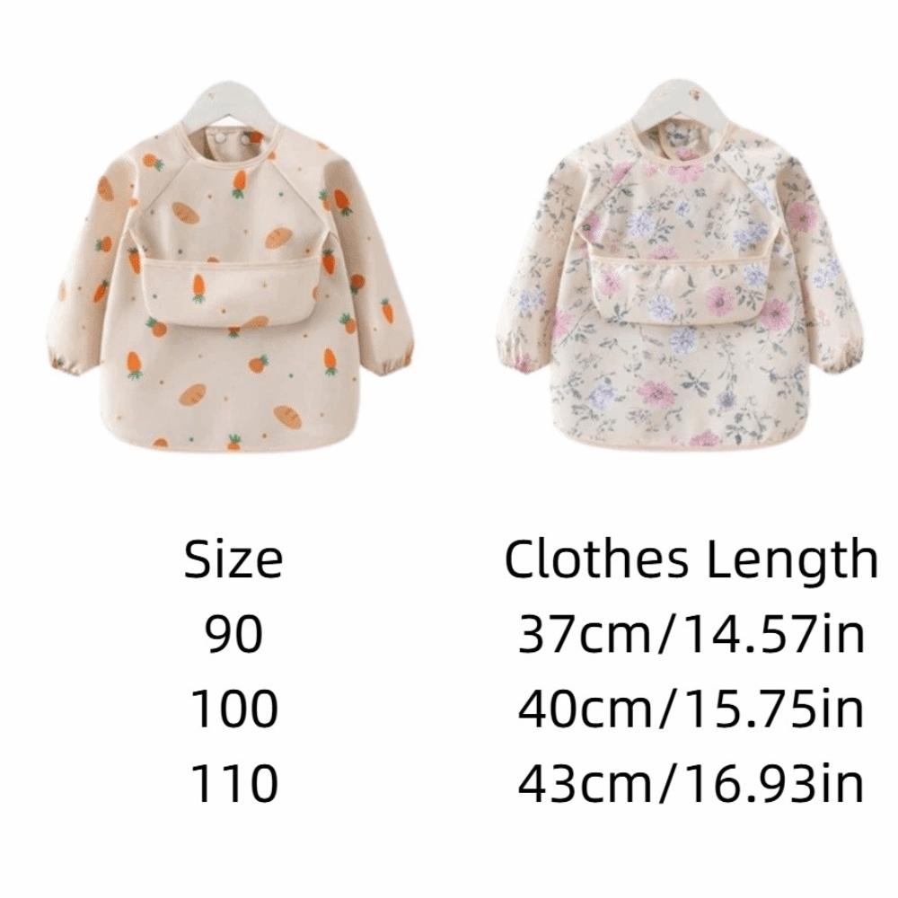 Waterproof Toddler Long Sleeve Apron Soft Easy Clean Child Feeding Bib Polyester Adjustable Baby Rice Pocket Smock Meal Eating