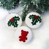 Christmas Ball Ornaments White Foam Balls with Leaf/Bear Pattern Xmas Tree Hanging Ornaments for Holiday Home Tree Decor