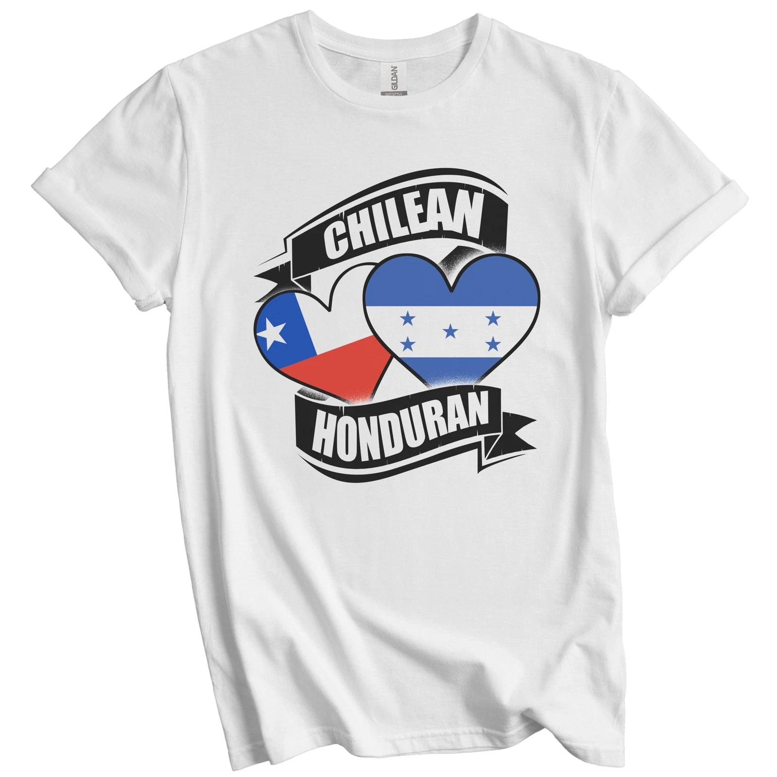 Chilean Honduran Hearts Chile Honduras Flags T-Shirt 2XL
