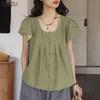 ZANZEA Camicetta estiva casual da donna con scollo rotondo e maniche corte