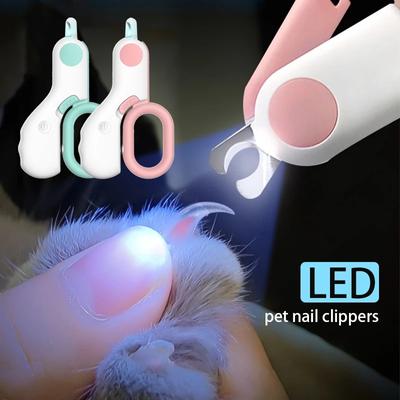 Tagliaunghie per cani e gatti con luce a LED Tagliaunghie professionale per animali domestici con blocco di sicurezza Kit di strumenti per la cura degli animali del cucciolo di gattino