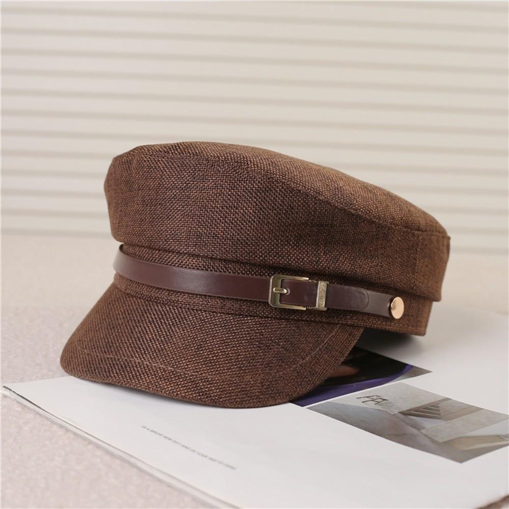 

Плоская пряжка ремня Берет Винтажная шляпа художника Ретро восьмиугольная кепка Уличная кофейный