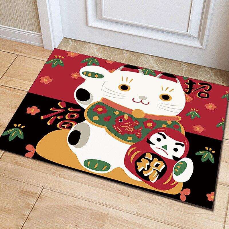 Fortune Cat Floor Mat Living Room Carpet Decor Kitchen Bedroom Doormat  Footpad