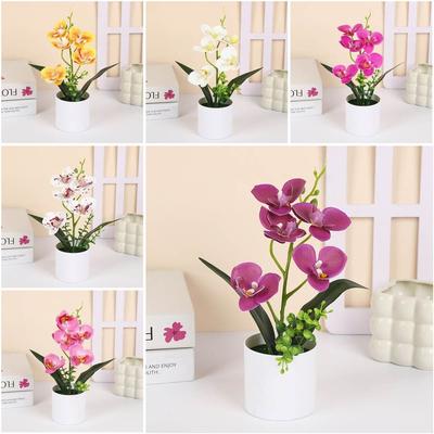 Multicolor Simulation Bonsai Plastic Faux Phalaenopsis Potted  Home Office Decoration