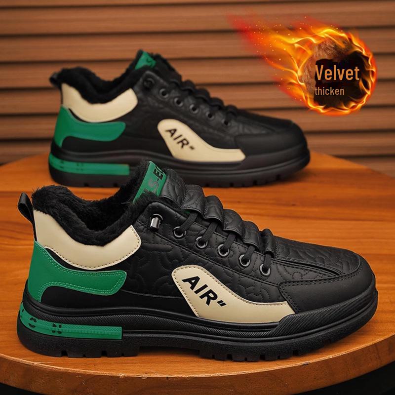 

Мужские повседневные низкие теплые зимние ботинки 2024 года из синтетической кожи с плюшевой подкладкой 41