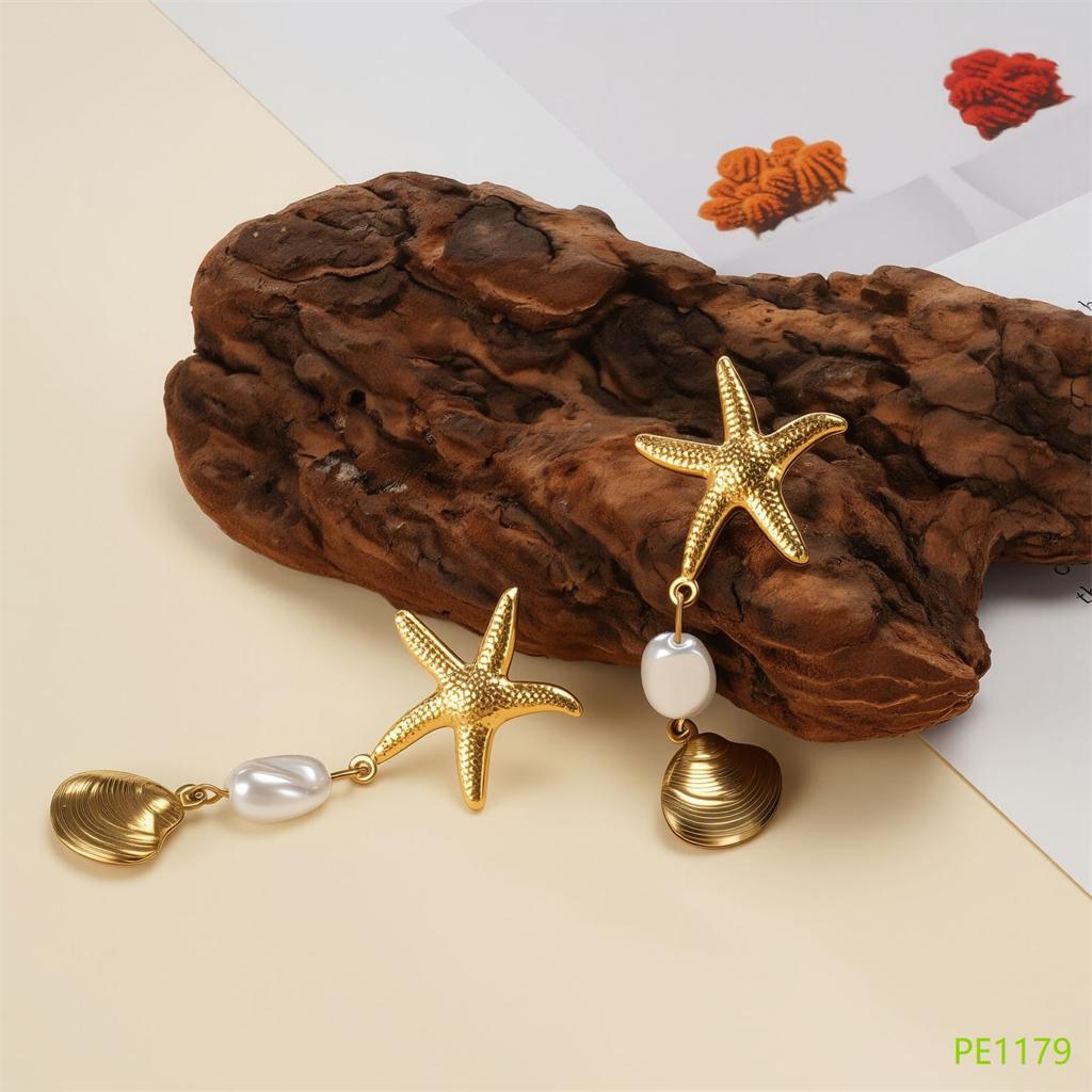 Trendy Irregular Imitation Pearl Shell Drop Earrings for Women Bohemian Sea Star Dangle Earrings Beach Party Jewelry Gift