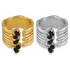 Wind Design Copper Plated Real Gold Diamond Ring Retro Hammer Wide Version Hollow Niche Simple Ring
