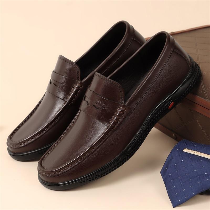 

Fashion luxury 2025 New Men Casual Loafers flats Comfortable High-quality Handcrafted Casual Business office genuine Leather Shoes 38 коричневый