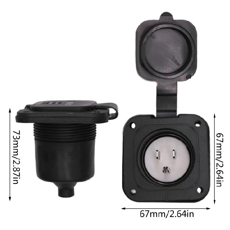 NEMA 5-15 Flanged Inlet Weatherproof Cover Outlet for RVs for Camper Truck 15A 1