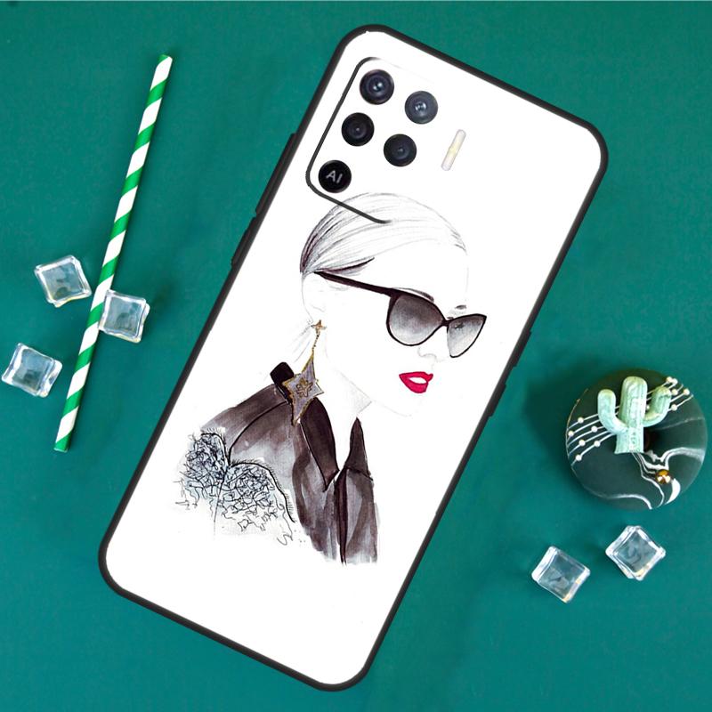 City Fashion Girl Phone Case For Oppo A18 A38 A58 A78 A98 A40 A60 A80 A91 A15 A17 A74 A94 A54 A57S A16 A76 A96