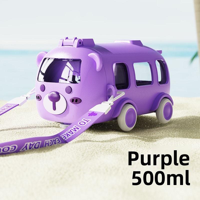 Baby Bus Cartoon Kids Plastic Drinking Cup With Straw And Leakproof Design For School And Party