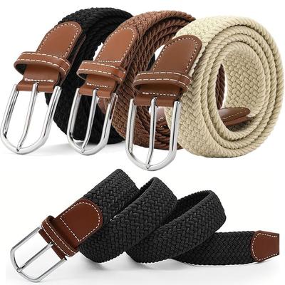 No Hole Stretch Woven Belt Multicolored Men's Waistband Premium Elastic Braided Belt  Sports