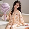 Girls Cotton Pajama Set Long Sleeve 2026 Cartoon Print Home Wear Ages 8 Comfortable Sleepwear