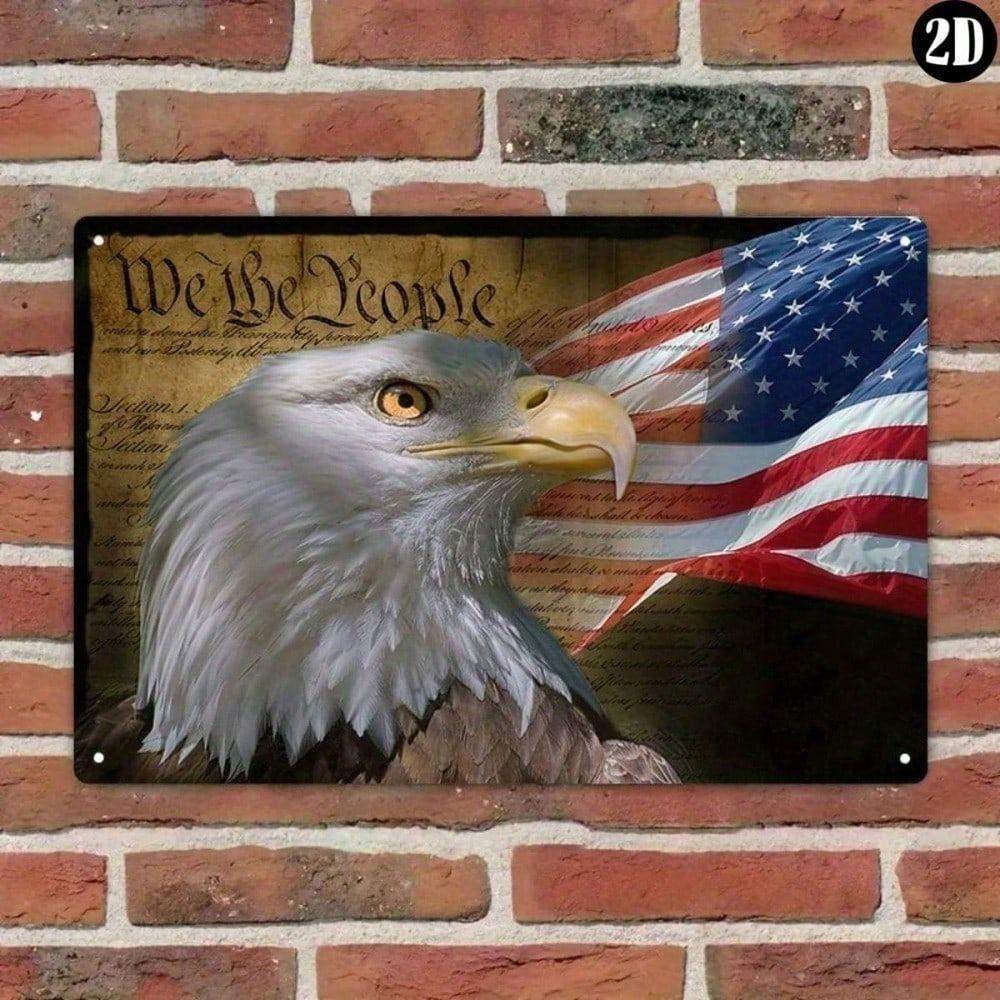 Metal Poster Eagle USA Flag Patriotic Wall Art Office Gift 20x30 cm