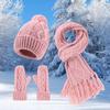 3 Pcs/Set Women Winter Hat Scarf Gloves Set Thick Knitted Heat Retention Elastic Full Protection Tassel Decor Neck Warp Windproof Winter Outdoor