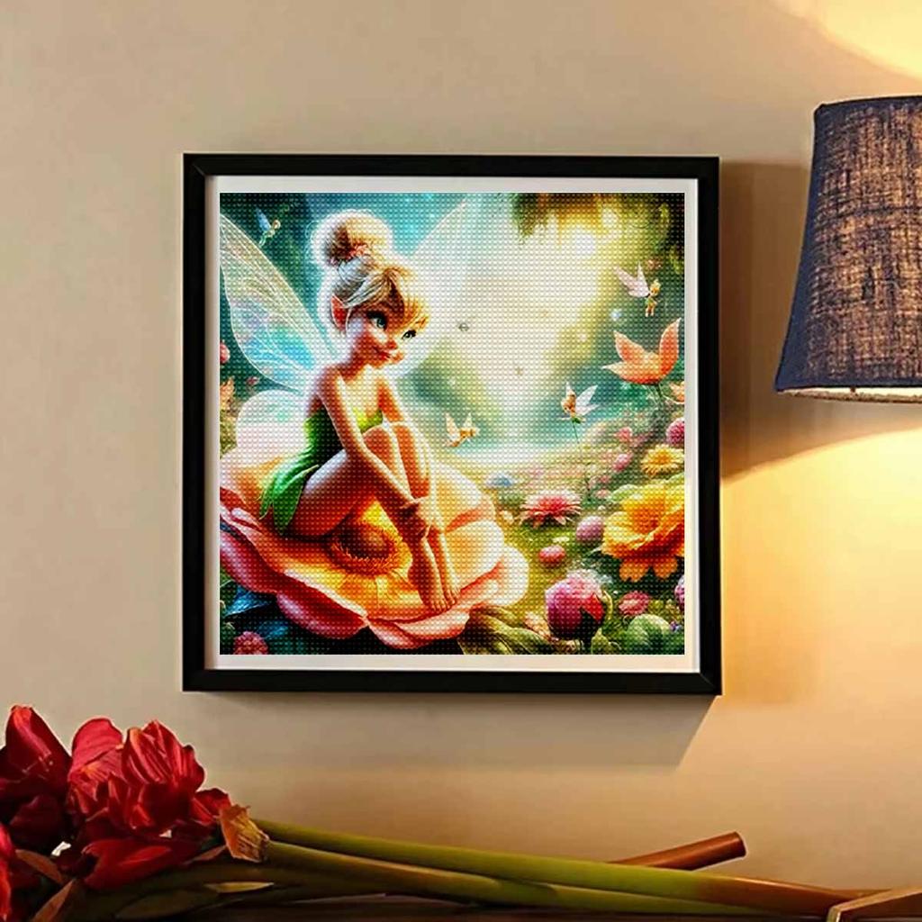 5D DIY Diamond Painting Decorative Flower Fairy Flowers Looks Back Full Round Drill Scenery Diamond Embroidery Cross Stitch Kits Home Decor Gift