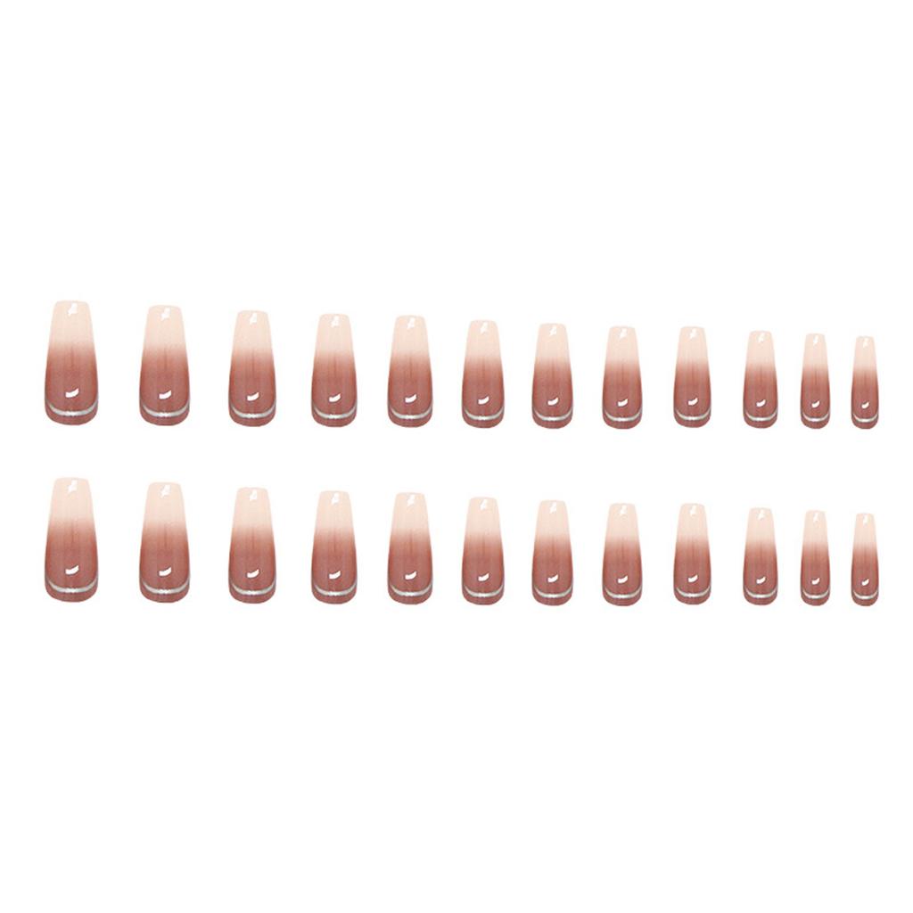 Coffin Press On Nails Gradient Designs Fake Nails Glue On Nails Artificial Acrylic Nails 24pcs Stick On Nails for Women