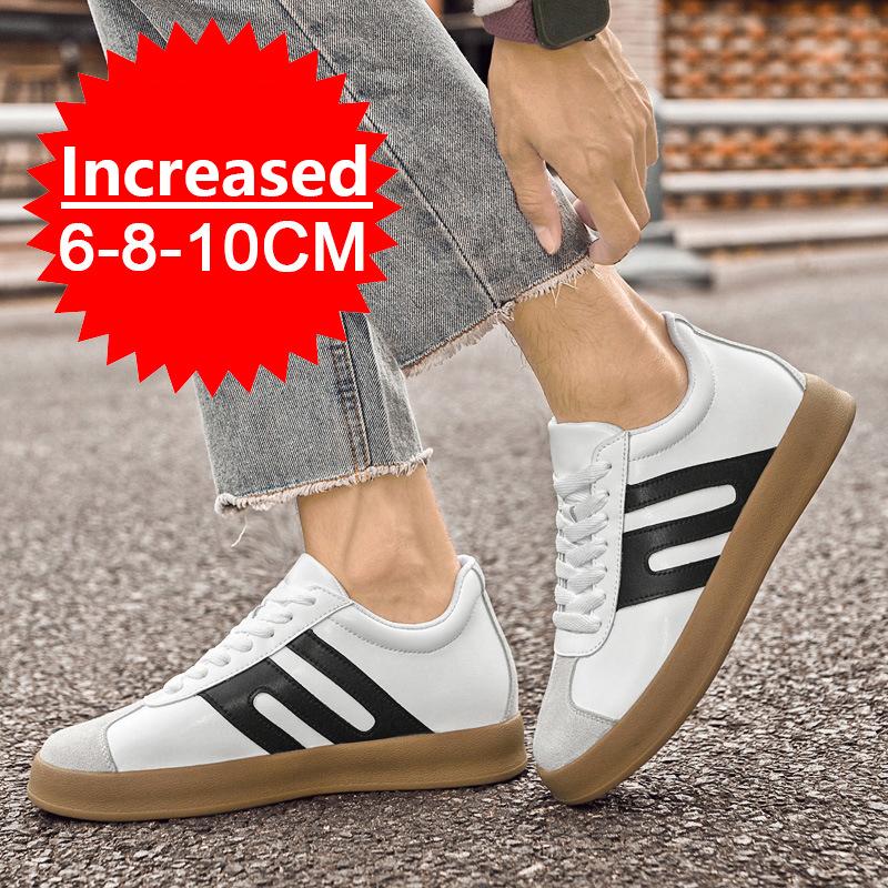 New Fashion Height Increasing Shoes for Men 8cm Invisible Elevator Sneakers White Men Brand Elevator Shoes Heightening Sneakers