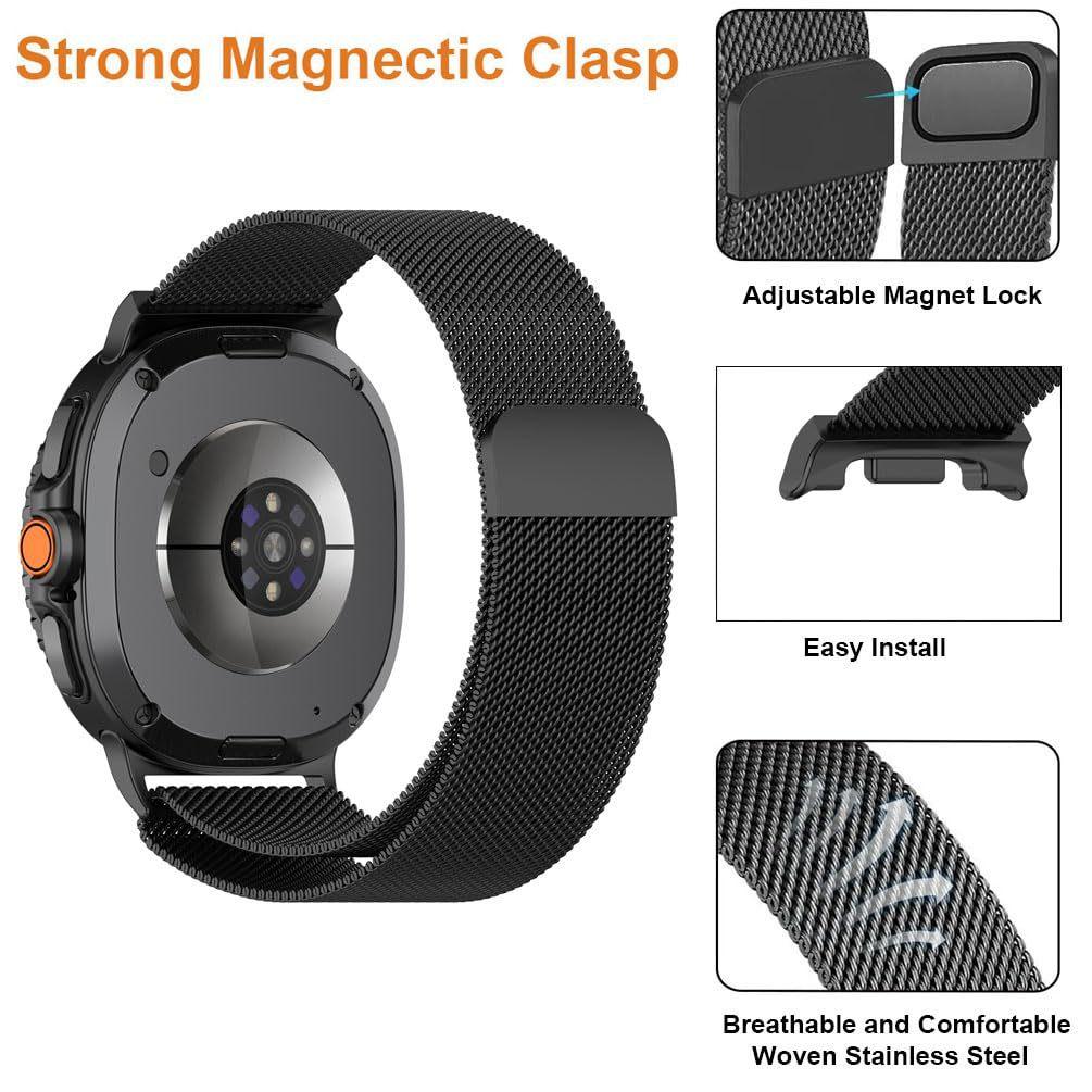 Magnetic Milanese Watch Strap for Samsung Galaxy Watch 8 Classic 46mm Ultra 2 Metal Mesh Loop Band Galaxy Watch 8 40/44mm Correa