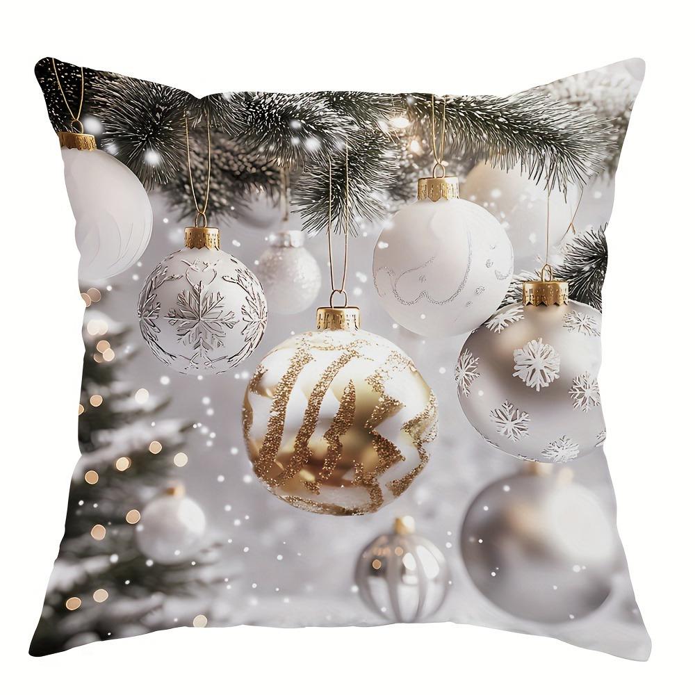 

Рождественское украшение наволочка зимняя новогодняя елка цветной шар гирлянда узор подходит для дома комната диван подушка чехол 40x40cm