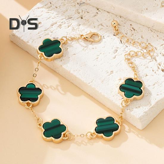 5 ks/sada Dámská sada šperků Dekorace šťastná květina Třpytivé kamínky Náhrdelník Náramek Náramek Náušnice Prsten Sada Módní šperky