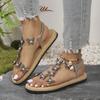 2025 Butterfly Rhinestone Flat Square Toe Fish Mouth Women's Beach Slide Sandals Elastic Strap Plus Size Flat Sandals
