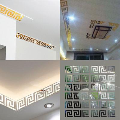Moderner geometrischer, spiegelartiger, reflektierender Wandrand-Aufkleber für Schlafzimmer, Wohnzimmer, Esszimmer