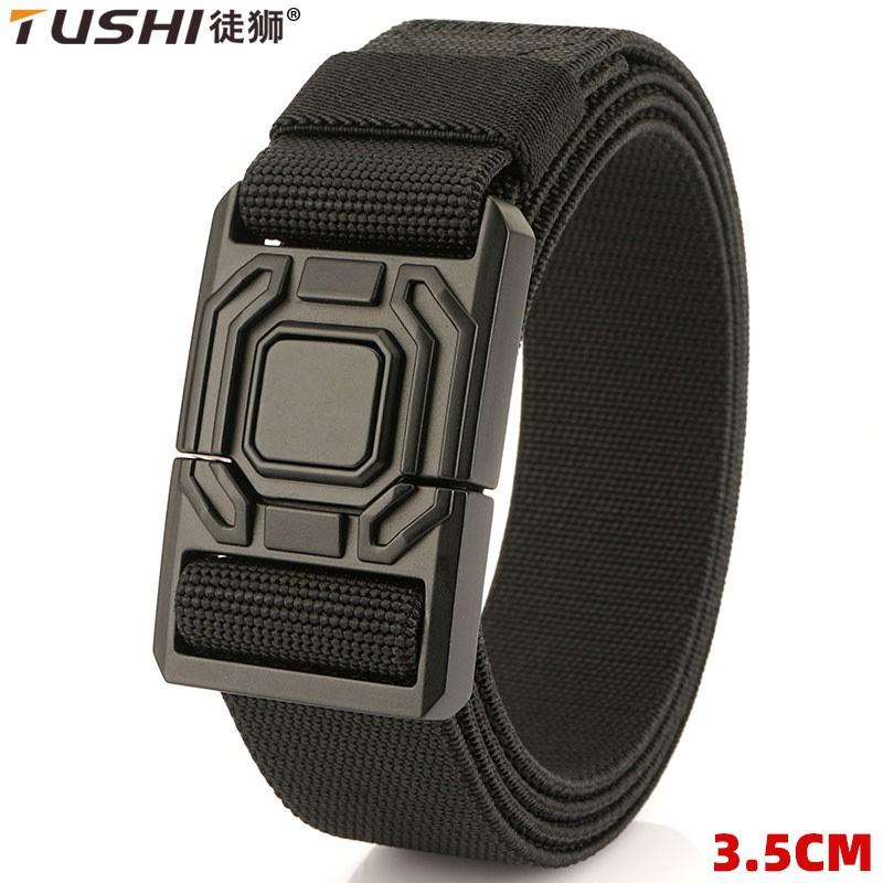 Men s Quick-Release Belt Nylon Durable Elastic Canvas Simple Trouser Buckle 125cm чёрный