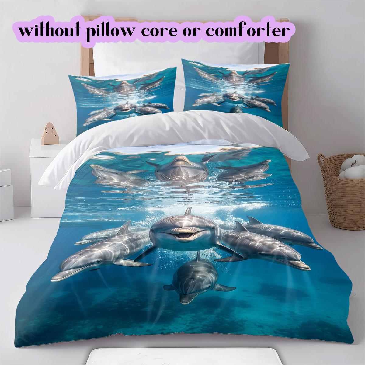 Animals in the water Pattern Bedding,Quilt Set Quilt Cover Pillowcase Home Birthday Gift (1*duvet cover+2*pillowcase,without core) 135x200cm