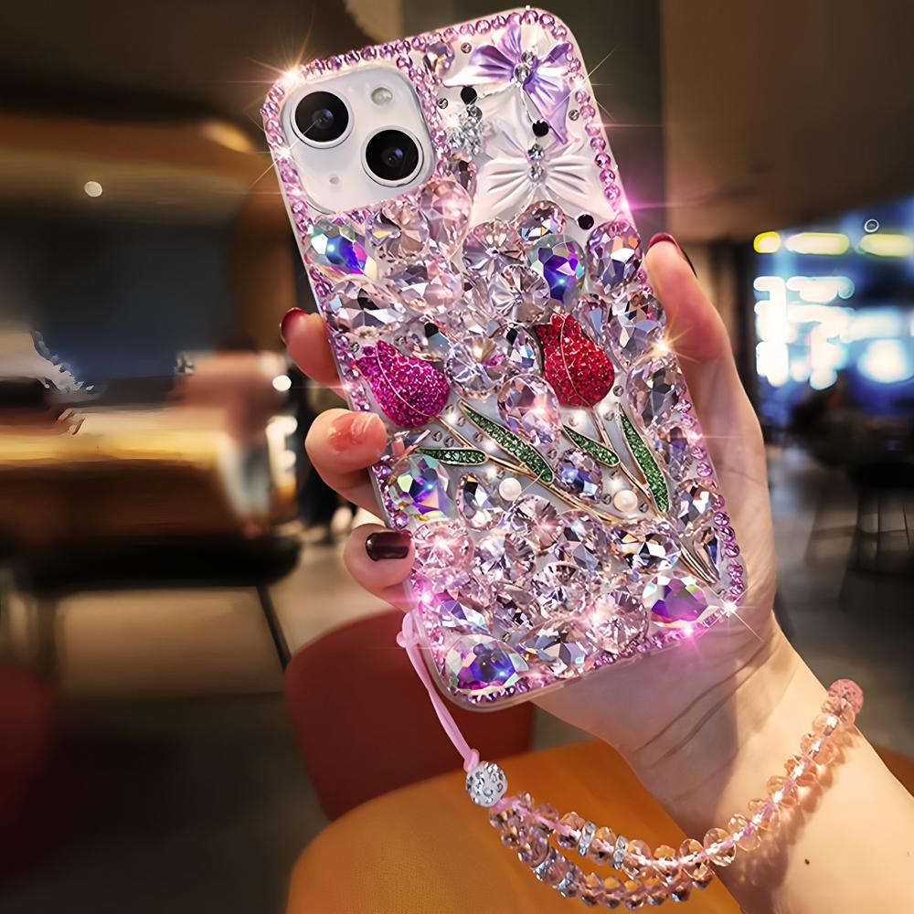 

Glitter Rhinestone Phone Case 3D Tulip Flower Bling Diamond Cover For Samsung Galaxy A42 A33 A53 A73 A20 A30 A50 A70 A21S A50S A30S A20S A70S 5G Samsung Galaxy A42 5G