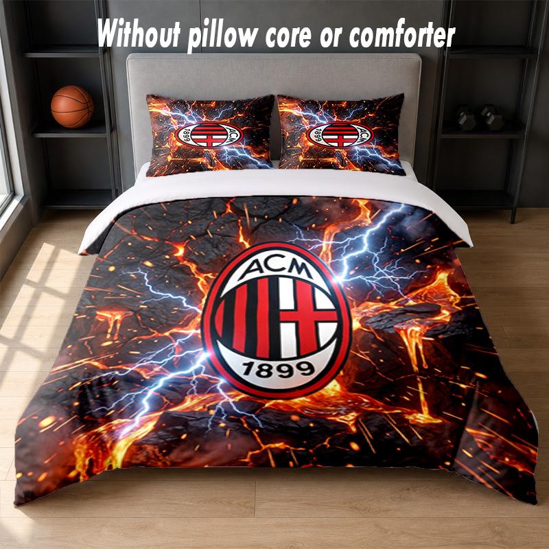 AC Milan Design Bed Bedding Set 1 Duvet Cover + 2 Pillowcases Soft Breathable Household Bed Linens