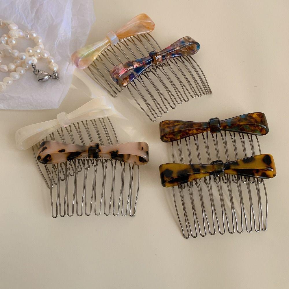 Barrettes Acetic Acid Bow Hair Comb Fixed Combs Bow Hair Clip Cute Bowknot Hairpin  Student