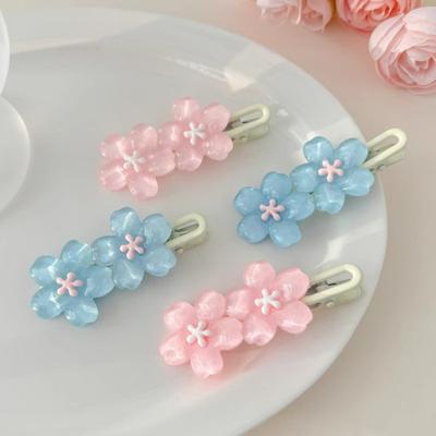 4Pcs Girl Hairpin Macaron Color Cherry Blossom Hair Clips Pearlescent Texture Stable Wavy