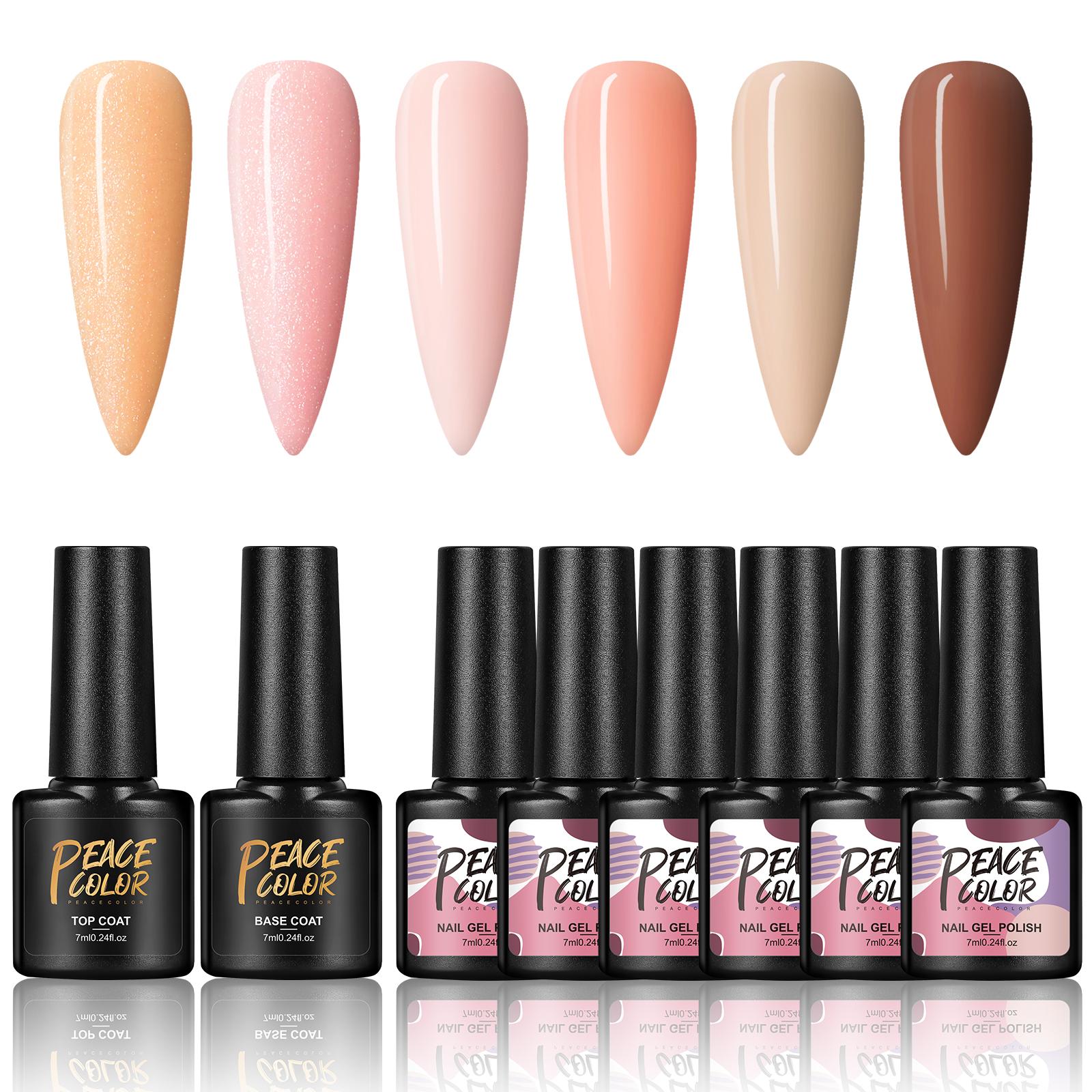 

PEACECOLOR 6 шт./7 мл Гель-лак для ногтей Soak Off Gel УФ-гель Базовое покрытие Верхнее покрытие для набора для дизайна ногтей