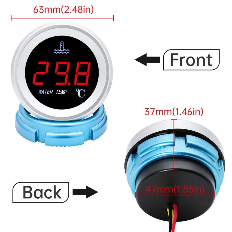 Universal Car Electronic LED Digital Water Temperature Meter 12/24V with 10mm Car Temperature Sensor for Car Truck Yacht Boat