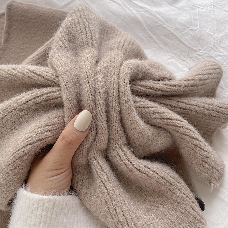 Small Scarf Short Women's Autumn and Winter Cross Knitted Scarf Korean Style Color Matching Scarf Winter Warm Button Neck Gaiter