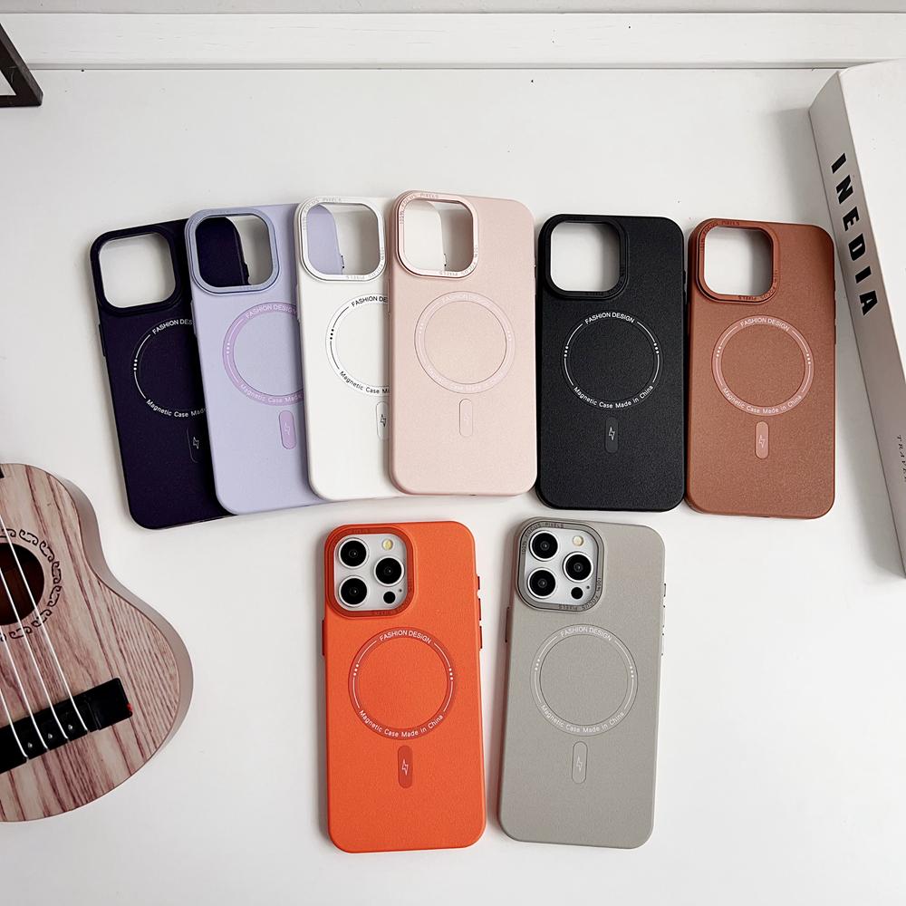 KEYSION Matte Leather Texture Hard PC Phone Case for MagSafe for iPhone 13 14 Pro Max 14 Plus Magnetic Shockproof Back Cover