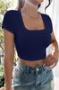Frauen Mode Neue Bluse Weibliche Schwarz Halbe Hülse Gerade Kragen Crop Top Bluse